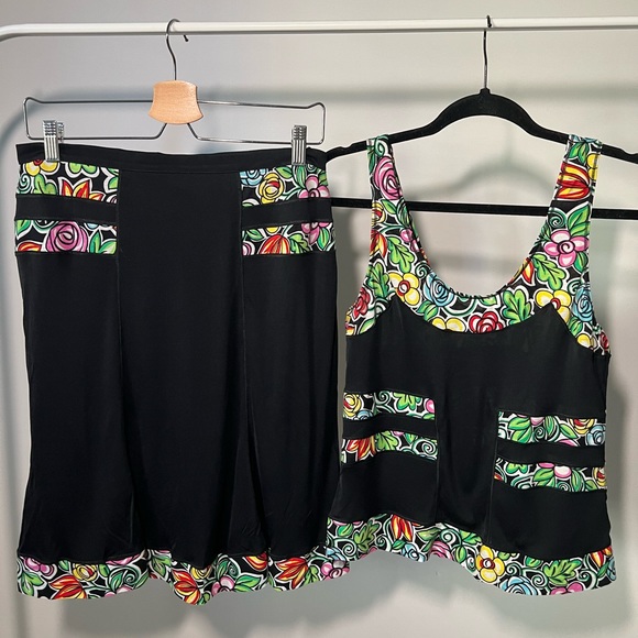 Blumarine Dresses & Skirts - Vintage Blumarine Floral Print Trim Tank and Skirt Set